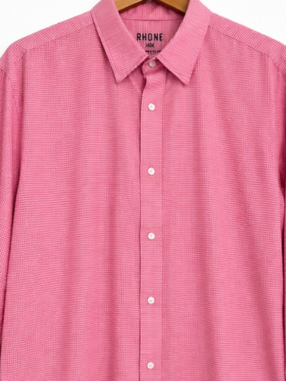RHONE Men's Pink Micro-Check Button-Down Shirt